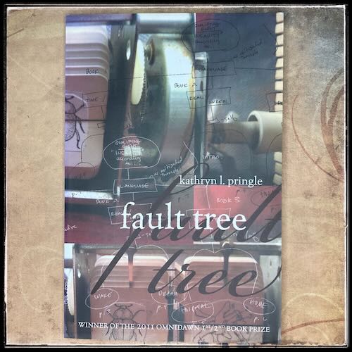 A paperback of fault tree by kathryn l. pringle on a light brown background with slightly darker swirls.